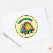 Tacosaurus Triceratops Grappige Cartoon Ronde Sticker (Envelop)