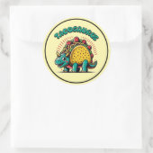 Tacosaurus Triceratops Grappige Cartoon Ronde Sticker (Tas)