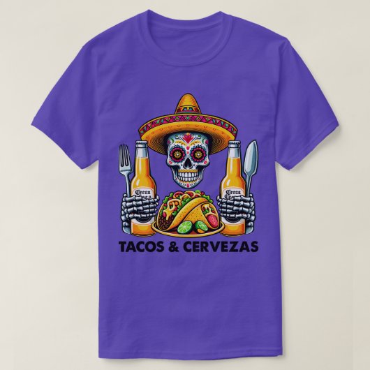 Tacos's Grappige Mexicaanse Suikerschedel T-shirt (Design voorkant)