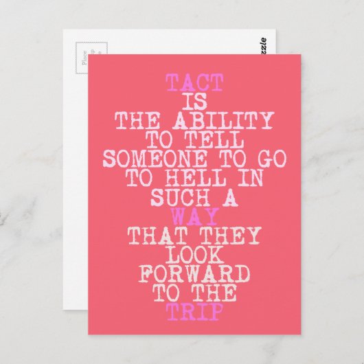 TACT - Briefkaart met grappig, sarcastisch citaat (Voorkant / Achterkant)