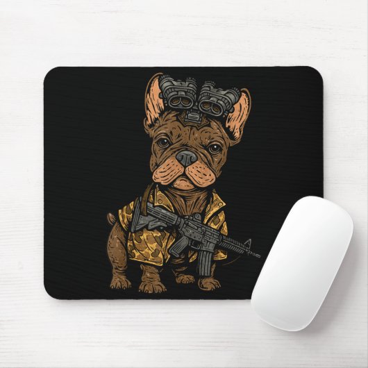 Tactical Frenchie Funny Dog Bulldog With Nvg Meme  Muismat (Met muis)