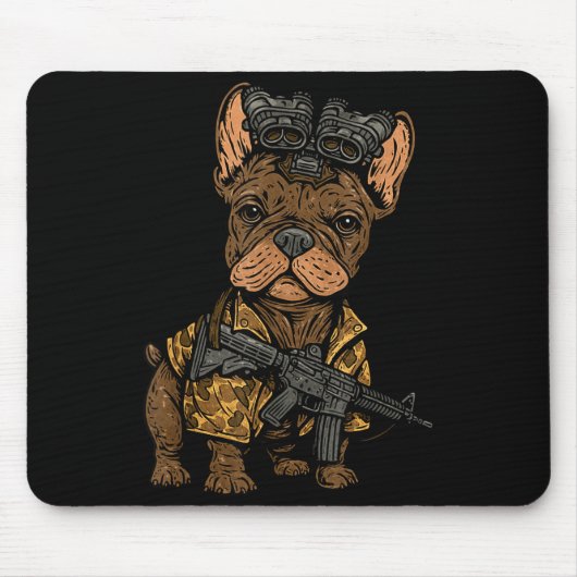 Tactical Frenchie Funny Dog Bulldog With Nvg Meme  Muismat (Voorkant)