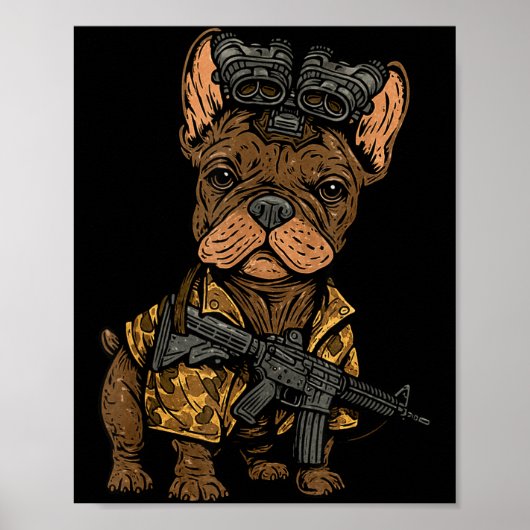Tactical Frenchie Funny Dog Bulldog With Nvg Meme  Poster (Voorkant)