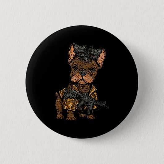 Tactical Frenchie Funny Dog Bulldog With Nvg Meme  Ronde Button 5,7 Cm (Voorkant)