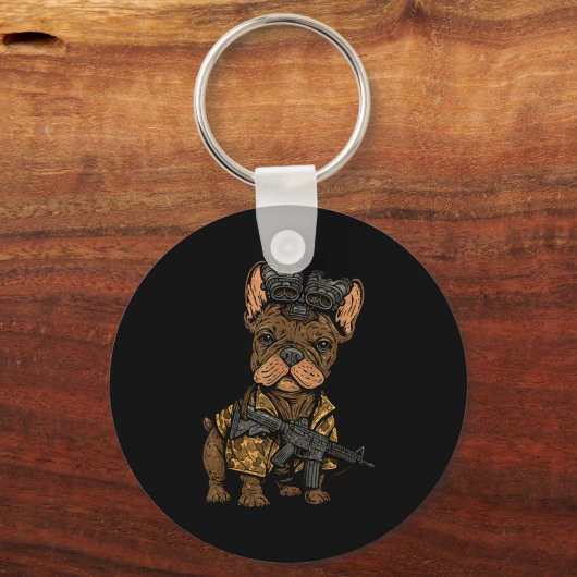 Tactical Frenchie Funny Dog Bulldog With Nvg Meme  Sleutelhanger (Voorkant)