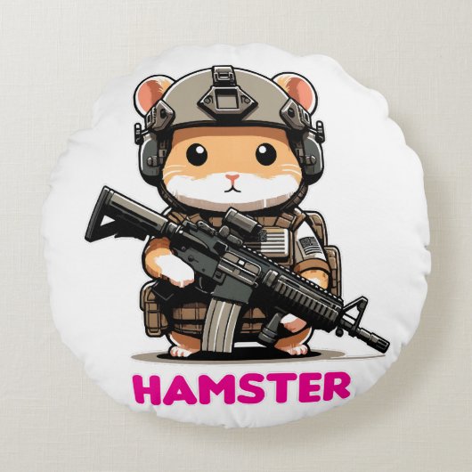 Tactische Hamster Rond Kussen (Voorkant)