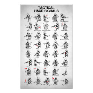 Tactische handsignalen foto afdruk