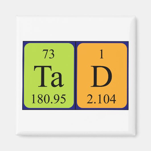 Tad periodieke tabelnaam magneet (Voorkant)