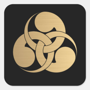 Tadpole Mon Japans samurai clan bruusd goud Vierkante Sticker