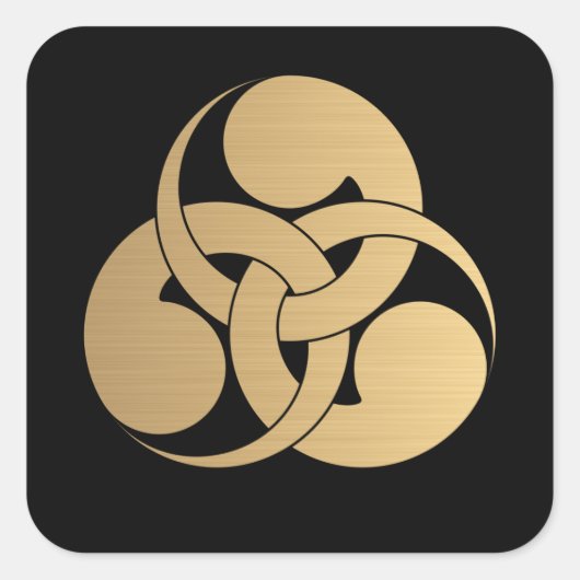 Tadpole Mon Japans samurai clan bruusd goud Vierkante Sticker (Voorkant)