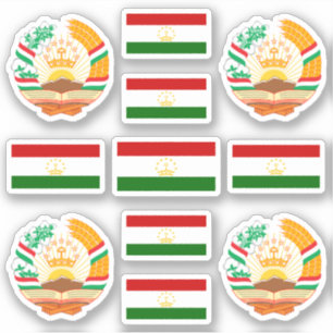 Tadzjiekse nationale symbolen / wapenschild en vla sticker