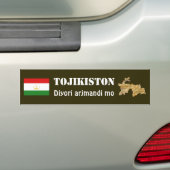 Tadzjikistaanse vlag + Kaart Bumpersticker (Op auto)