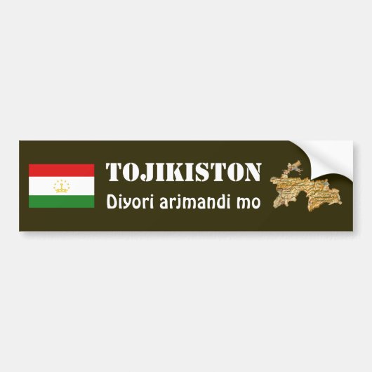 Tadzjikistaanse vlag + Kaart Bumpersticker (Voorkant)