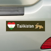 Tadzjikistan Flag Heart + Map Bumpersticker (Op auto)