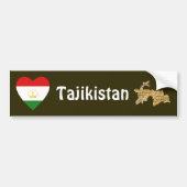 Tadzjikistan Flag Heart + Map Bumpersticker (Voorkant)