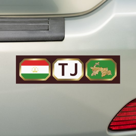 Tadzjikistan Flag Map Code Bumpersticker (Op auto)