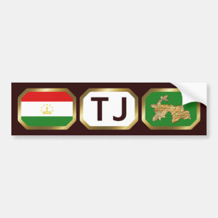 Tadzjikistan Flag Map Code Bumpersticker