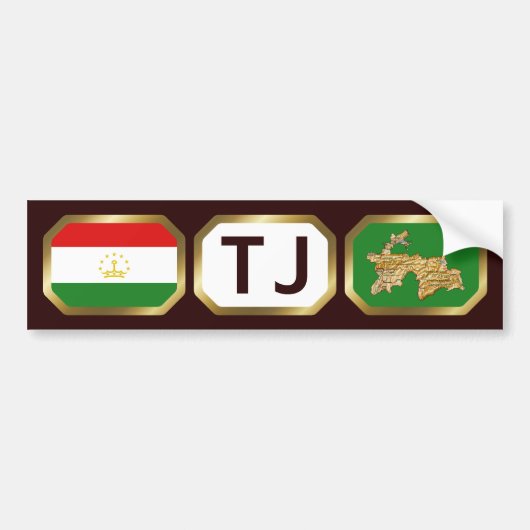 Tadzjikistan Flag Map Code Bumpersticker (Voorkant)