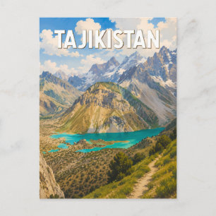 Tadzjikistan Illustratie Reis Kunst Vintage Briefkaart