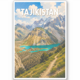 Tadzjikistan Illustratie Reis Kunst Vintage Sticker