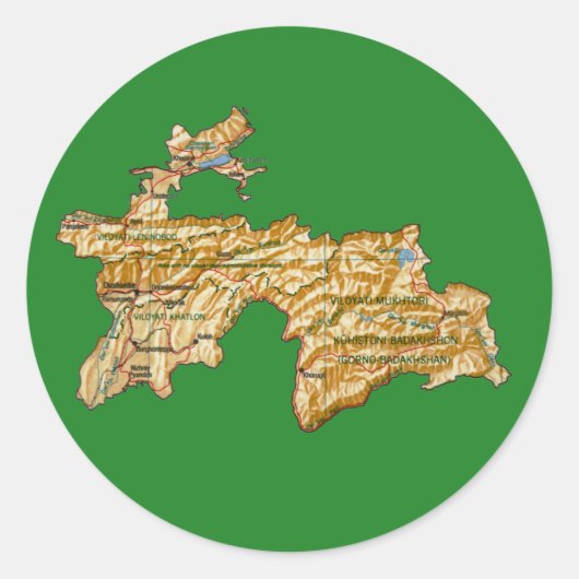 Tadzjikistan kaart sticker (Voorkant)