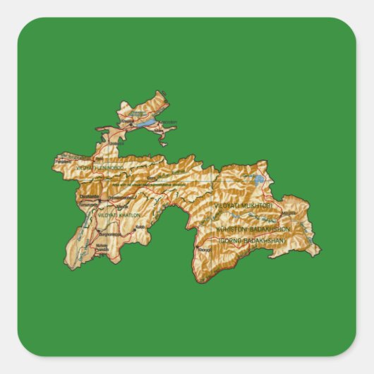 Tadzjikistan kaart sticker (Voorkant)