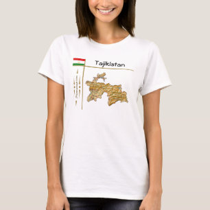 Tadzjikistan Kaart + Vlag + Titel T-Shirt