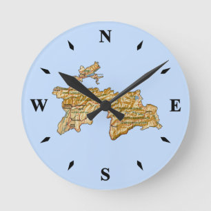 Tadzjikistan Map Clock Ronde Klok