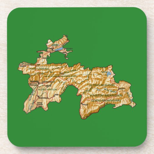 Tadzjikistan Map Onderzetter (Voorkant)