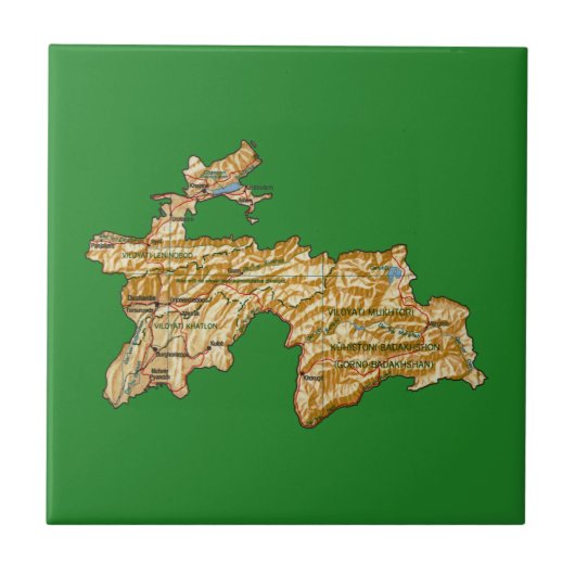 Tadzjikistan Map Tegel Tegeltje (Voorkant)