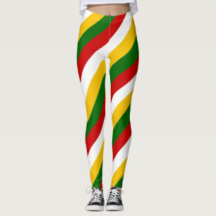 Tadzjikistan National Flag Colors Diagonal Striped Leggings