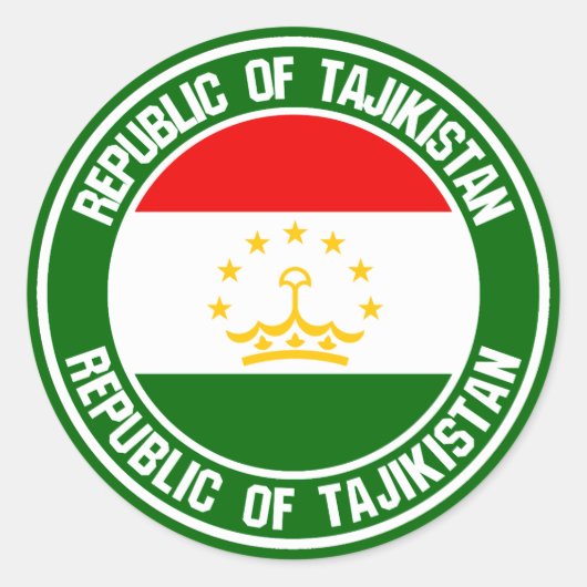 Tadzjikistan Round Embleem Ronde Sticker (Voorkant)