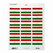 Tadzjikistan vlag etiket (Full Sheet)
