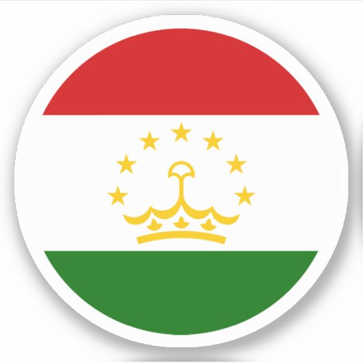 Tadzjikistan Vlag Ronde Sticker (Voorkant)