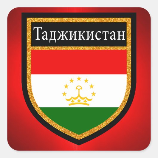 Tadzjikistan vlag vierkante sticker (Voorkant)