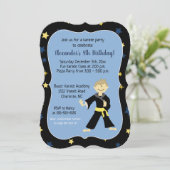 Tae Kwon Do Birthday Invitation Yellow Belt Boy Kaart (Staand voorkant)