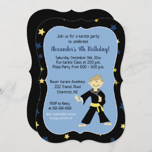 Tae Kwon Do Birthday Invitation Yellow Belt Boy Kaart