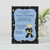 Tae Kwon Do Birthday Invitation Yellow Belt Boy Kaart (Staand voorkant)