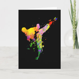 Tae Kwon Do Karate Colorful Silhouette voor meisje Kaart
