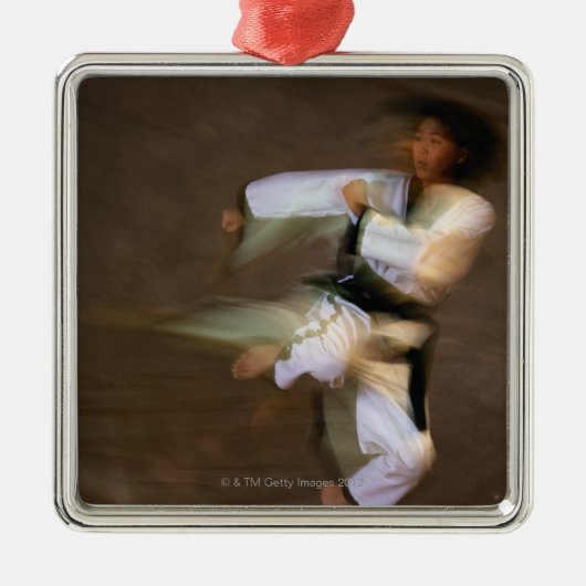 Tae Kwon Do Leap Kick Metalen Ornament (Voorkant)