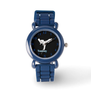 Taekwando-omtrek en bewerkbare naam horloge