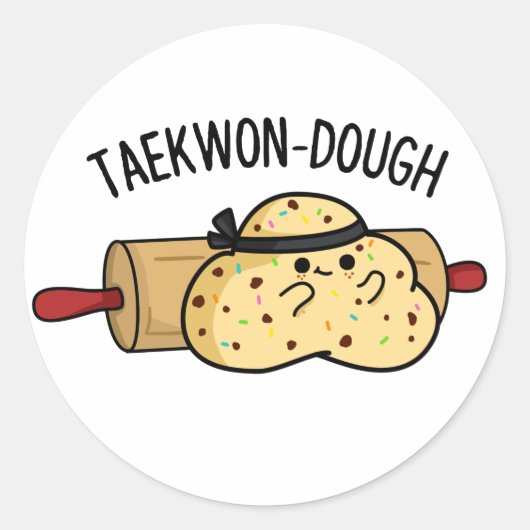 Taekwon-Dough Funny Baking Pun Ronde Sticker (Voorkant)