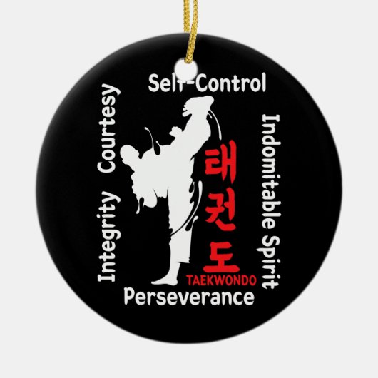Taekwondo 5 Tenets Martial Arts ATA ITF Tab Keramisch Ornament (Voorkant)