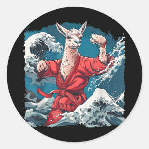 Taekwondo Alpaca Golven Kickboksen Judo Mma Alpaca Ronde Sticker