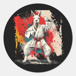 Taekwondo Alpcaca Waterverf Taekwondo Judo Alpaca Ronde Sticker
