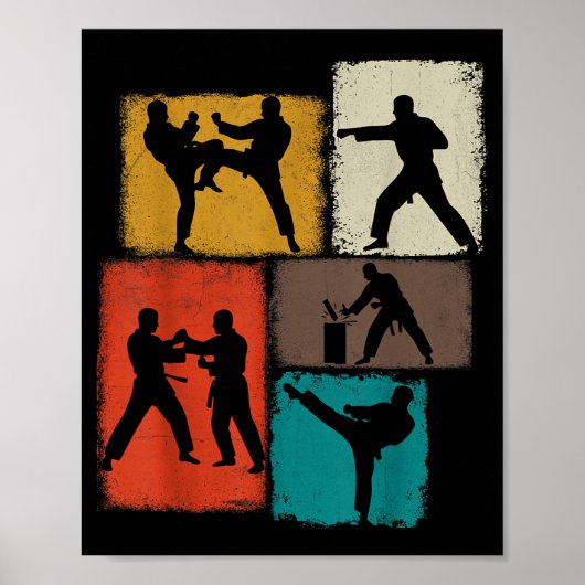 Taekwondo beoefenaar collage mannen kinderen coach poster (Voorkant)