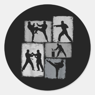 Taekwondo Beoefenaar Collage Mannen Kinderen Coach Ronde Sticker