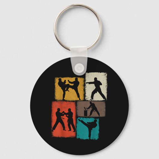 Taekwondo beoefenaar collage mannen kinderen coach sleutelhanger (Voorkant)