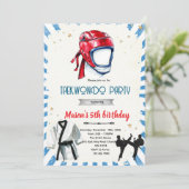 Taekwondo birthday party invitation kaart (Staand voorkant)