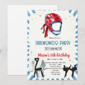 Taekwondo birthday party invitation kaart (Voorkant / Achterkant)